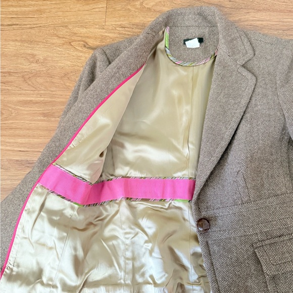 J.Crew Brown Herringbone Wool Blend Blazer - Size 4 - Picture 9 of 13